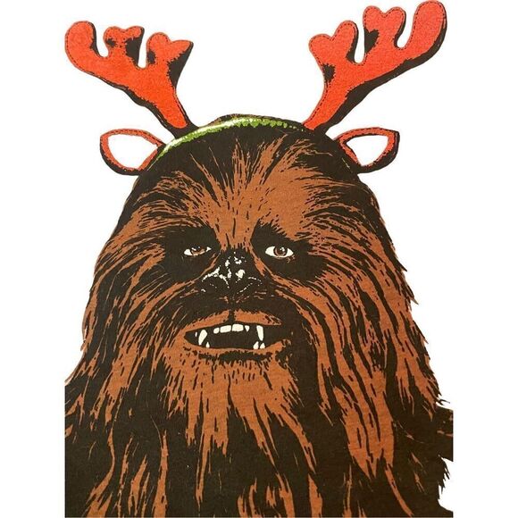 Chewbacca With Reindeer Ears Gray Headline T-Shirt Size XX-Large(measured more l - Picture 5 of 8